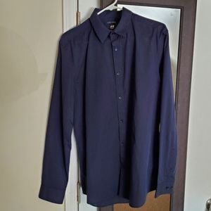 H&M Blue Slim-Fit Easy-Iron Shirt